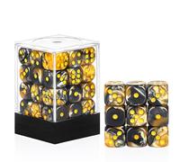 36 Pieces 12mm 6 Sided Mini Dice Set,Two Colours D6 Game Dice Set,6 Sided Standard Game Dice for Board Games Dice Games Classroom Teaching Dices Game,with Portable Gaming Box(Gold & Black)
