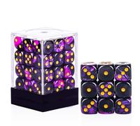 36 Pieces 12mm 6 Sided Mini Dice Set,Two Colours D6 Game Dice Set,6 Sided Standard Game Dice for Board Games Dice Games Classroom Teaching Dices Game,with Portable Gaming Box(Purple & Black)