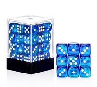 36 Pieces 12mm 6 Sided Mini Dice Set,Two Colours Glitter D6 Game Dice Set,6 Sided Standard Game Dice for Board Games Dice Games Classroom Teaching Dices Game,with Portable Gaming Box(Blue & Green)