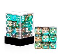 36 Pieces 12mm 6 Sided Mini Dice Set,Two Colours Glitter D6 Game Dice Set,6 Sided Standard Game Dice for Board Games Dice Games Classroom Teaching Dices Game,with Portable Gaming Box(Orange & Green)
