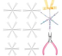 36 Pieces Christmas Wire Snowflake Forms Beadsmith Wires Christmas Wire Snowflake Wire Snowflake Bead Wire with 1 Piece Mini Nose Plier for DIY Bead Ribbon Charms Party Decoration (3 Inches, 6 Inches)