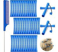 36 Pieces Cold Wave Rod Hair Perm Rods Hair Rollers Perming Rods Curlers with Steel Rat Tail Comb for Hairdressing Styling (Blue, 0.35 Inch)