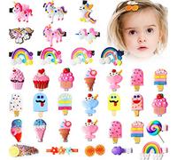 36 Pieces Cute Hair Clips for Girls Candy Rainbow Hairpins Ice Cream Unicorn Cute Barrettes Fun Dessert Patterns Accessories Cartoon Flower Fruit Hair Clips