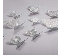 36 Pieces DIY Glitter Butterfly Combination 3D Butterfly Wall Stickers Decals Home Decoration (Glitter Silver)