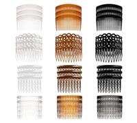 36 Pieces French Side Combs, Fine Hair Combs Slides Decorative Comb with Teeth, Plastic Side Hair Twist Hair Clips Accessories for Women Bridal Wedding Veil Girls Thick and Fine Hair (4 Styles)