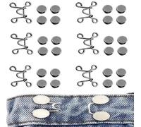 36 Pieces Jean Button Pins Adjustable Waist Buckle Extender Set, No Sewing Required Jean Buttons, Pant Waist Tightener for Jeans Dress Fit Instant Button, 6 Set (Black)