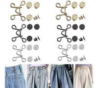 36 Pieces Jean Button Pins Adjustable Waist Buckle Extender Set, No Sewing Required Jean Buttons, Pant Waist Tightener for Jeans Dress Fit Instant Button, 6 Set (Style A)