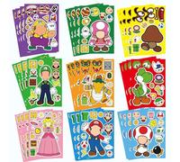 36 Pieces Make-a-face Stickers Pack, Mixed & Matched with 9 Designed Characters(4 of Each) Stickers, Make Your Own Stickers for Kids Teens Party Decoration, Reward, Decor, Gift Idea