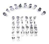 36 Pieces Mini Alphabet and Number Cookie Cutters Sets, Stainless Steel Mold Tools for Fondant Biscuit, Cake, Fruit, Vegetables, or Dough