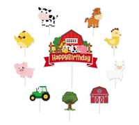 36 Pieces Of Animal Cards, 1 Piece Of Farm Birthday Cards, Cupcake Decorations, Farm Animal Cards, Farm Themed Decoration Cards, Children'S Party Cards