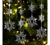36 Pieces Plastic Crystal Snowflakes Ornaments Clear Acrylic Christmas Snowflakes for Xmas Winter DIY Decoration, Assorted Sizes 1.7/3/ 4 Inches