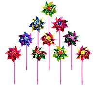 36 Pieces Plastic Rainbow Pinwheel, Lawn Garden DIY Windmill, Party Pinwheels Wind Spinner Set for Garden Lawn Decor, Fun Carnival Party Decor, Flamboyant Colors, 15 x 36.5cm