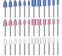 36 Pieces Shank Abrasive Mounted Stone Grinding Wheel Head Mounted Points Abrasive Stone Heads Set Grinding Wheel Bits with Plastic Box for Rotary Tool 1/8 Inch Shank 3 Colors 2 Shapes 6 Sizes