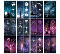 36 Pieces Space Theme Bookmarks, Double-Sided Cool Space Moon Roaming and Stary Night Bookmark || Bulk Bookmarks for Space Party Favors, Unique Book Mark for Book Lovers/Kids/Boys/Girls/Adults