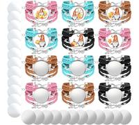 36 Pieces Sublimation Blank Bracelets for Women Fourth of July Bracelets DIY Craft Bezel Setting Blank Heat Transfer Blank Leather Bracelet with Aluminum Sheet for Jewelry Making, Aluminum,Leather