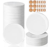 36 Pieces Sublimation Coasters, GOH DODD Glossy Ceramic Tiles Glazed Blanks with Cork for DIY Alcohol Ink Heat Transfer Painting Housewarming Gifts Wedding Arts Crafts School Education, Round, 4 Inch