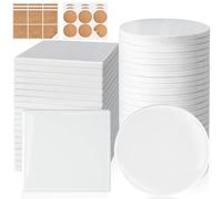 36 Pieces Sublimation Coasters, GOH DODD Glossy Ceramic Tiles Glazed Blanks with Cork for DIY Alcohol Ink Heat Transfer Painting Housewarming Gifts Wedding Arts Crafts School Education, 4 Inch