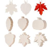36 Pieces Thanksgiving Unfinished Wooden Cutouts 6 Inch Maple Leaves Pumpkin Wood Cutout Acorn Blank Wooden Ornament for Thanksgiving Fall Decor