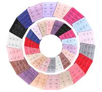 36 Pieces Women's Bra Extenders Brassiere Extension Hooks, 2 Hooks and 3 Hooks, 18 Colors, Red, Purple, Black, Beige, Pink, Blue, White, Etc., 5.7 x 5 cm and 5 x 3.2 cm