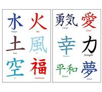 36 Premium Kanji Tattoos: Japanese, Chinese, Asian Characters: Love, Peace.