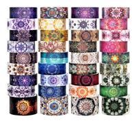 36 Rolls Mandala Washi Tape Set - Colored Datura Aesthetic Scrapbook Tape Decorative for Craft, Junk Journal Supplies, Bullet Journaling, 15/25mm Wide