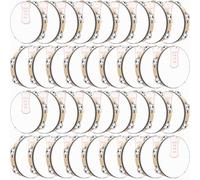36 Set 7 Inch Wedding Tambourines Bulk for Adults Wooden Hand Held Drum with Metal Jingles, Gift Tags, White Tambourine Gift Musical Instrument for Church Wedding Party Favor
