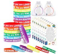 36 Set Back to School Gift Bulk Motivational Silicone Bracelets Gifts for Students from Teacher Inspirational Rubber Wristbands with Greeting Card for Kids Classroom Rewards Preschool Kindergarten