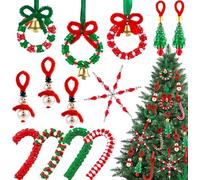 36 Set Christmas Beaded Crafts Ornament Beading Kit Mini Christmas Tree Classic Plastic Hanging Decor DIY Accessories for Xmas Decorations Holiday Prensent Party Supplies (Xmas Tree)