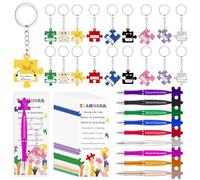 36 Sets Employee Appreciation Gifts Bulk Team Work Puzzle Piece Keychains Pens Thank You Cards Team Building Motivational Gifts for Staff Coworker Teacher Nurse