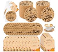 36 Sets Friendsgiving Gifts Party Favors Happy Friendsgiving Cork Coasters Absorbent Coasters Thank You Cards Organza Bag Fall Gift for Guest Teachers Coworker Thanksgiving Autumn Fall Party Favor