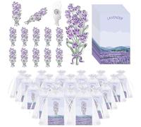 36 Sets Lavender Gifts for Women Lavender Brooches with Cards and Organza Bags Purple Flower Lapel Pin Elegant Enamel Pin Delicate Floral Design Gift for Wedding Favors Birthday Party Anniversary