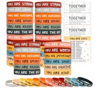 36 Sets Motivational Silicone Bracelets Bulk Colored Inspirational Rubber Wristbands Motivational Quote Rubber Wristbands Unisex for Student Teacher Women Men School Home Office Party Favor Gifts
