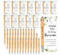 36 Sets Thank You Gift Motivational Pens Employee Appreciation Gifts Bamboo Ballpoint Pens with Thank You Cards Inspirational Quote Pen for Teacher Colleagues Coworker Office Volunteer Bulk Gift