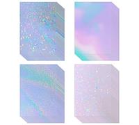 36 Sheets 8.5" x 11" Holographic Waterproof Clear Vinyl Sticker Paper with 4 Different Styles