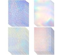 36 Sheets A4 Holographic Paper Sticker Transparent Waterproof Self Adhesive Film 11.7 x 8.3 Inches (Gem, Dot, Colorful, Star)
