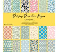 36 Sheets Daisy-Themed Decorative Paper Pad for Scrapbooking: 18 Single-Sided Designs 8.5" x 8.5" for Your Crafting Needs