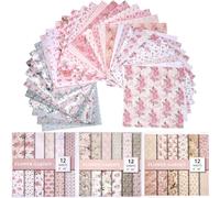 36 Sheets Floral Scrapbook Paper Decoupage Patterned Cardstock Pink Craft Supplies for Scrapbooking Card Making DIY Projects