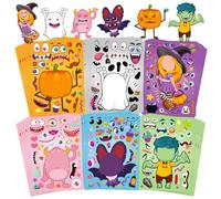 36 Sheets Halloween Stickers Crafts, Make Your Own Halloween Face DIY Stickers for Kids Toddlers School Activities Game Trick or Treat Party Favours