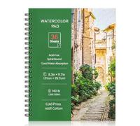 36 Sheets Watercolour Paper Pads A4, 140 lb/300 GSM Cold Press Water Colour Paper, Spiral Bound Watercolour Sketchbook Easter Gifts for Artist Student, Art Painting, Drawing, Mixed Media