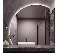 36" Smart Backlit LED Bathroom Mirror3 Color Dimmable AntiFog Wall Mounted Lighted ty Mirror Half Round Design Perfect for Modern Bathrooms