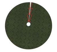 36" Thicken Christmas Tree Skirt, Hunter Green Floral Petals Pattern Print Xmas Tree Mat for Holiday Party Ornaments Indoor Outdoor Decorations