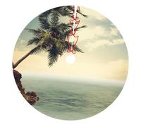 36" Thicken Christmas Tree Skirt, Palm Tree Rocky Shore Print Xmas Tree Mat for Holiday Party Ornaments Indoor Outdoor Decorations