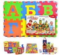 36 Tiles Puzzle Carpet, 31x31" EVA Foam Baby Mat for Floor Interlocking Russian Alphabet Foam Puzzles Mat for Play & Exercise Play for Babies and Toddlers, Puzzles.