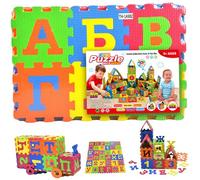 36 Tiles Puzzle Carpet 31x31" EVA Foam Baby Mat for Floor Interlocking Russian Alphabet Foam Puzzles Mat for Play & Exercise Play for Babies and Toddlers Assorted
