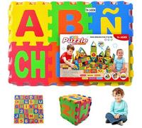 36 Tiles Puzzle Carpet 31x31" EVA Foam Baby Mat for Floor Interlocking Spanish Alphabet Foam Puzzles Mat for Play & Exercise Play for Babies and Toddler Random Color Game Toys.