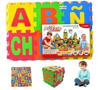 36 Tiles Puzzle Carpet, 31x31" EVA Foam Baby Mat for Floor Interlocking Spanish Alphabet Foam Puzzles Mat for Play & Exercise Play for Babies and Toddler, Random Color Puzzles.