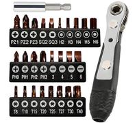 36 Tooth Mini Ratchet Screwdriver and Wrench Set, 28in1 Reversible Right Angle Screwdriver, Small 90 Degree Ratchet Screwdriver with S2-Alloy Steel Bits, Bendy & Offset Screwdriver Mens Tools Gift Set