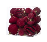 36 Velvet Christmas Tree Ornaments - Luxury Festive Hanging Ball Set | Burgundy Velvet Material Shatterproof | For Home Decor, Shop, & Party Decorations, Elegant Holiday Accent.