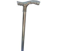 36" Vintage Antique Curved Steel Walking Stick - Deluxe Cane with Brass Handle - Stylish Mobility Aid, for Parents