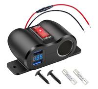 36 W Upgraded 12 V USB Charging Socket, Panel with 180 W Cigarette Lighter Quick Charging Socket and LED Voltmeter Display, with Separate Push Button Switch QC3.0 Socket for Motorhomes, Boats